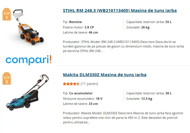 Masina de tuns iarba - Compari.ro