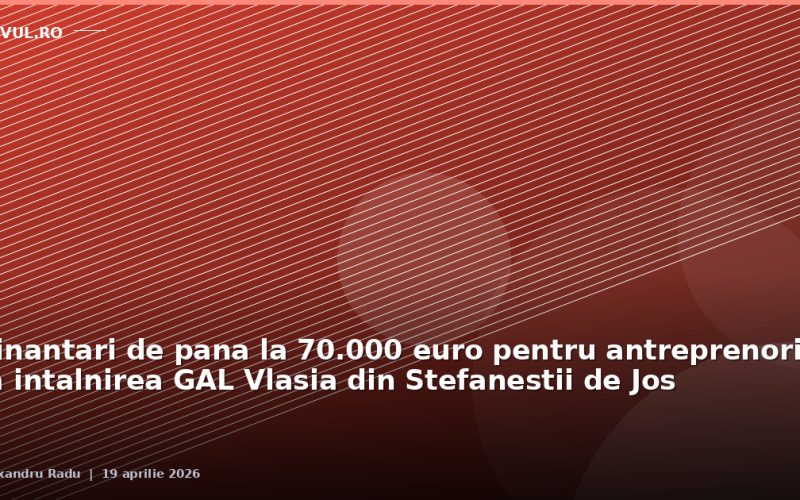 Finantari de pana la 70.000 euro pentru antreprenori la intalnirea GAL Vlasia din Stefanestii de Jos