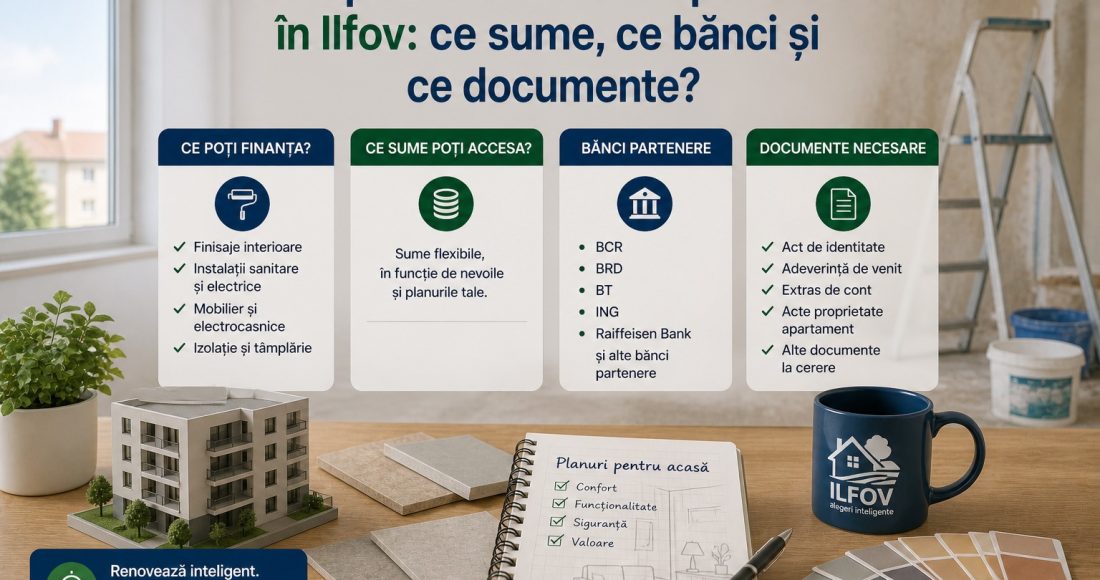 Credit pentru renovare apartament în Ilfov - ce sume, ce bănci și ce documente