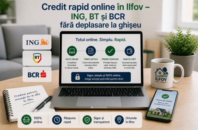 Credit rapid online în Ilfov -ING, BT și BCR fără deplasare la ghișeu