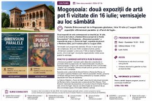 Mogoșoaia - Două expoziții de artă pot fi vizitate din 16 iulie - vernisajele au loc sâmbătă
