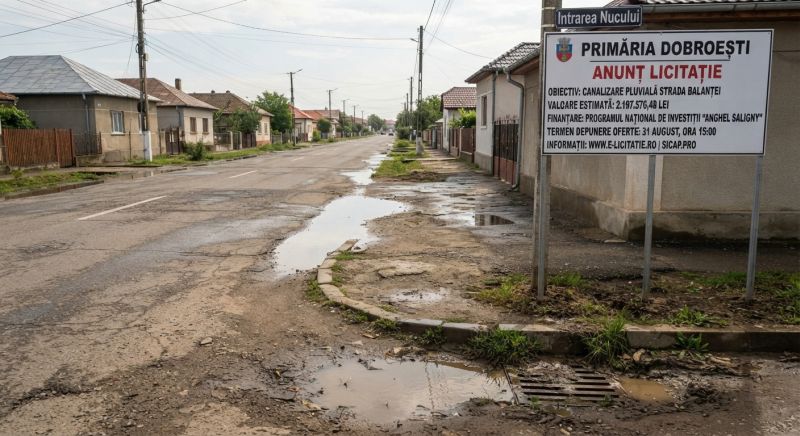 Dobroești lansează o nouă licitație de 2,2 milioane de lei pentru canalizarea pluvială de pe strada Balanței